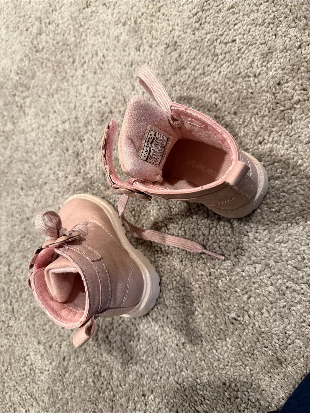 Carter's Pink Floral Lace-Up Kids Ankle Boots